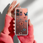 Butterfly Floral Design Transparent Silicon Case For Vivo V23 Pro 5G