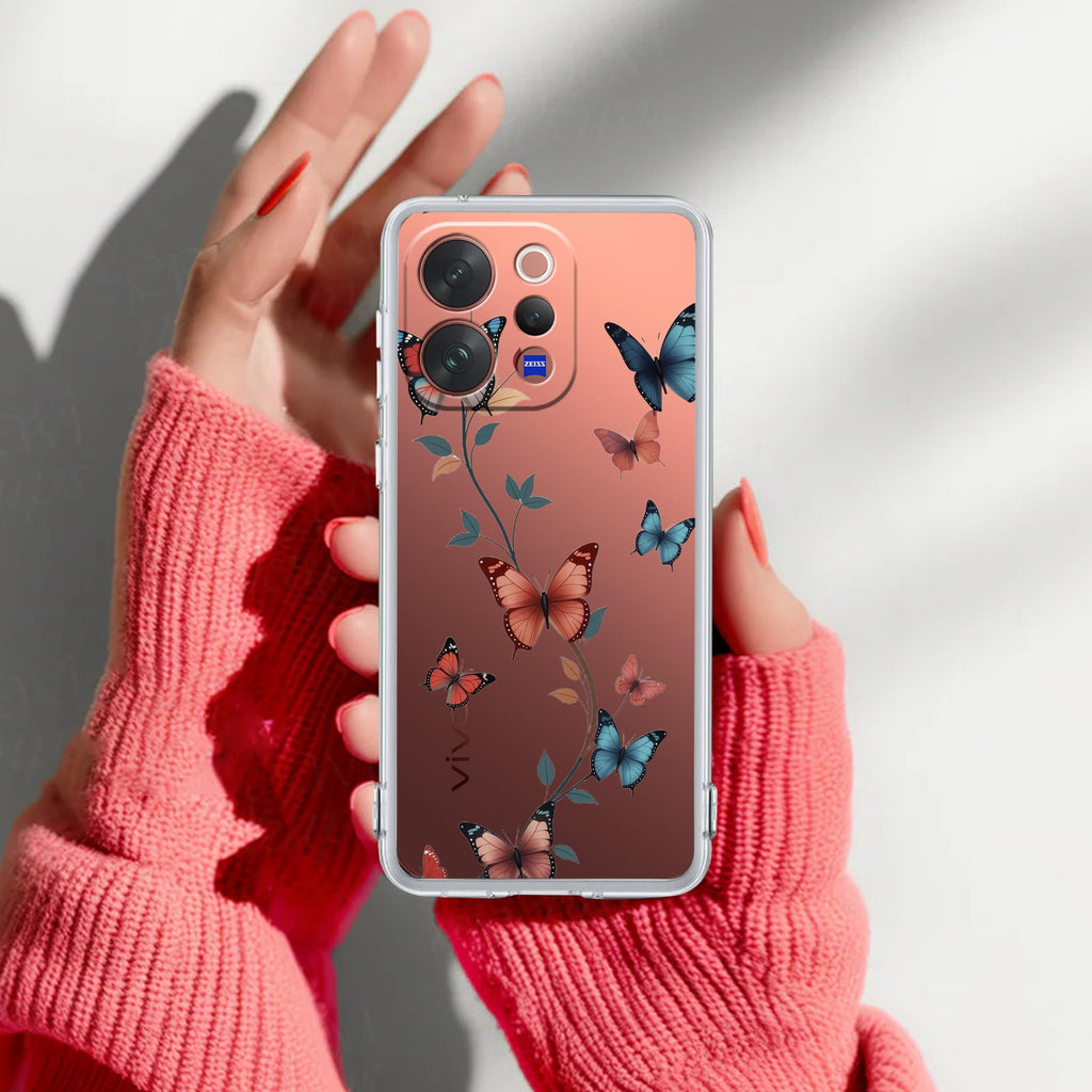 Butterfly Floral Design Anti Yellow Case For Vivo V70 Elite 5G
