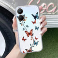 Butterfly Floral Design Transparent Silicon Case For Vivo Y28 5G