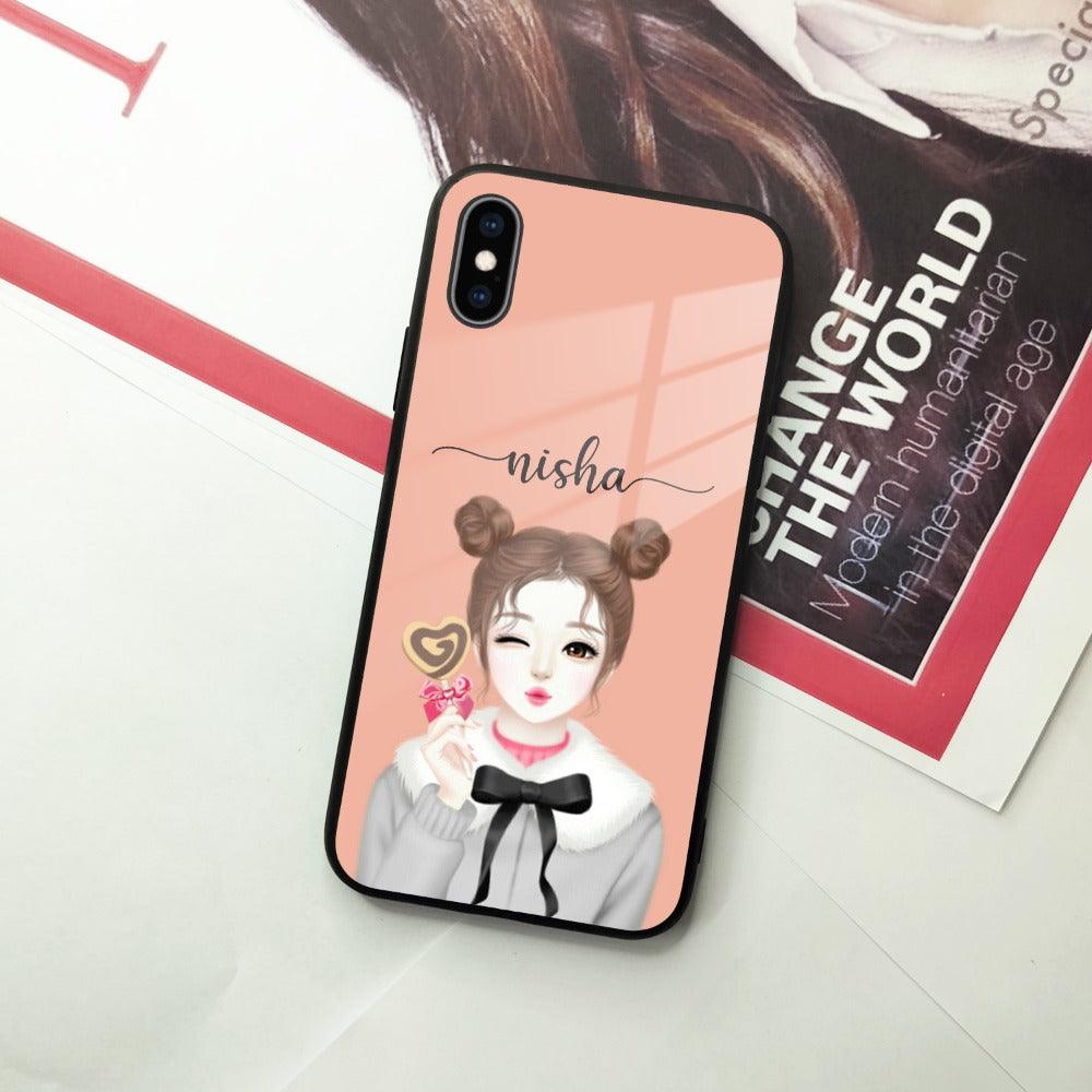 Candy Wink Customize Glass Case Cover For iPhone