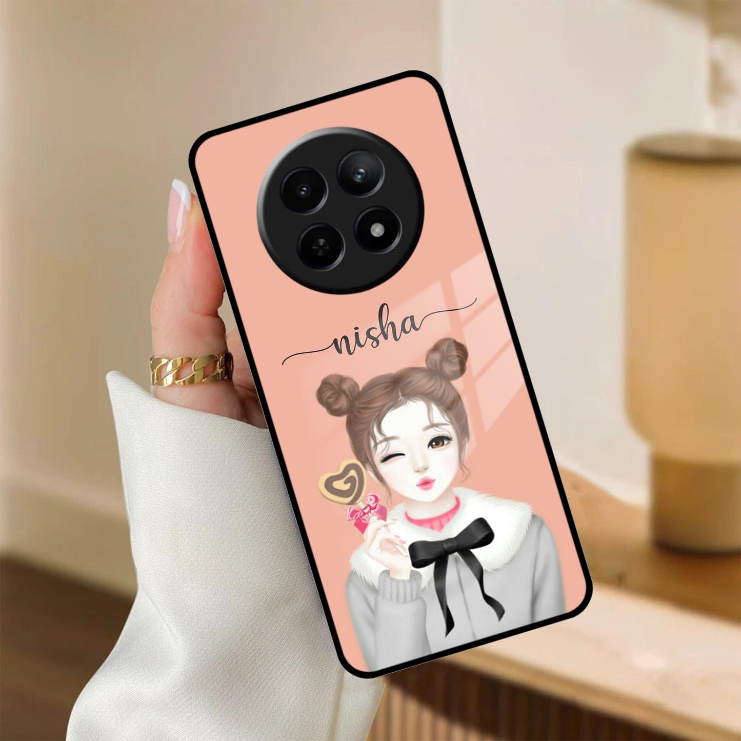 Candy Wink Customize Glass Case Cover For Realme/Narzo