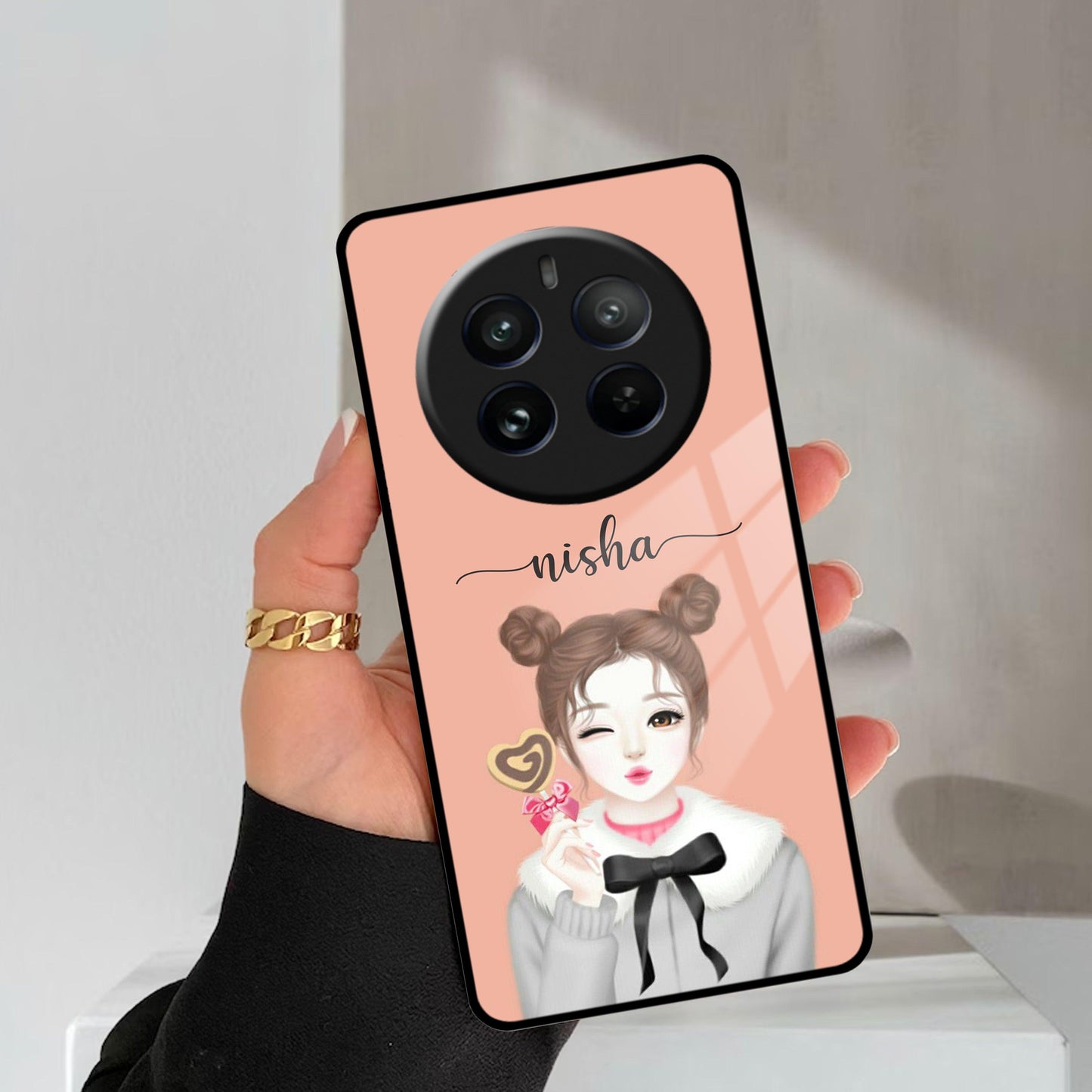 Candy Wink Customize Glass Case Cover For Realme/Narzo