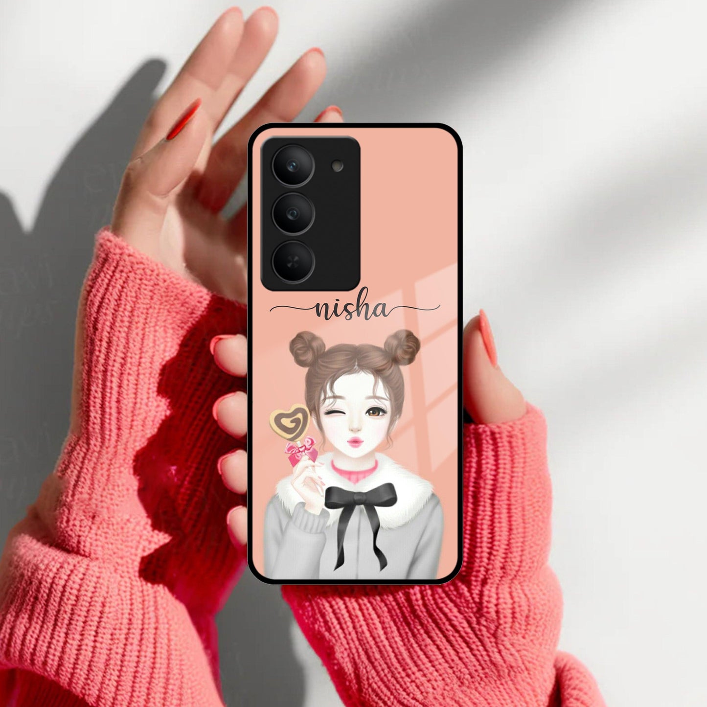 Candy Wink Customize Glass Case Cover For Realme/Narzo