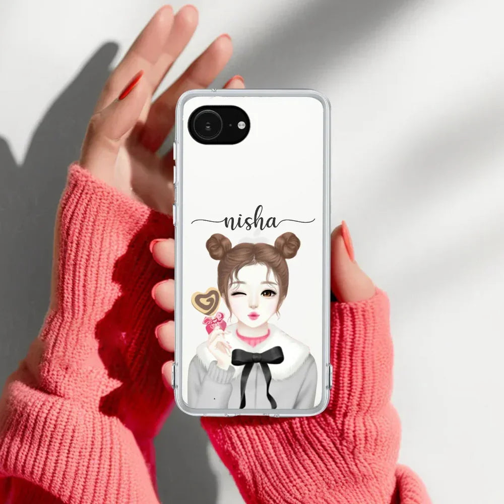 Candy Wink Customize Anti Yellow Clear Case For iPhone 16e