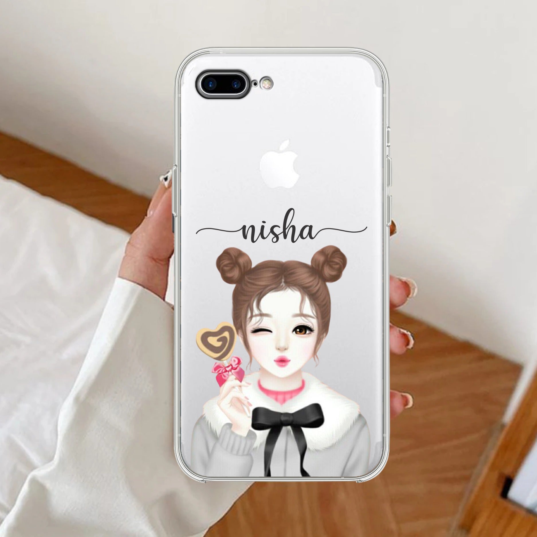 Candy Wink Customize Transparent Silicon Case For iPhone 7 Plus / iPhone 8 Plus