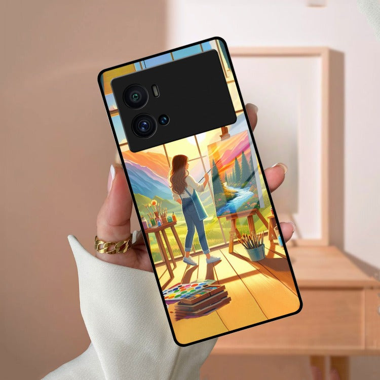 Canvas of Dreams Glass Case Cover For iQOO