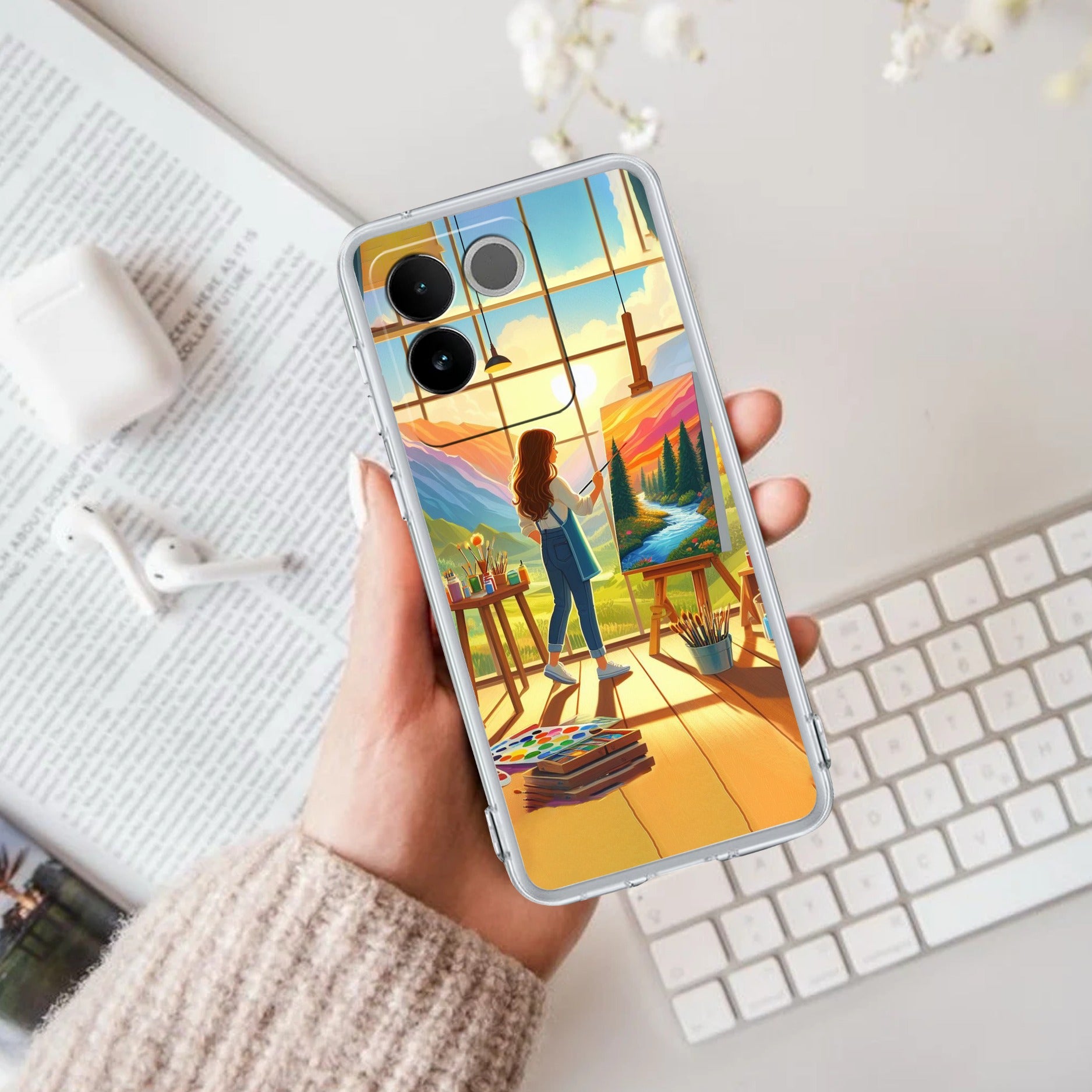 Canvas of Dreams Transparent Silicon Case For Vivo T2 Pro 5G