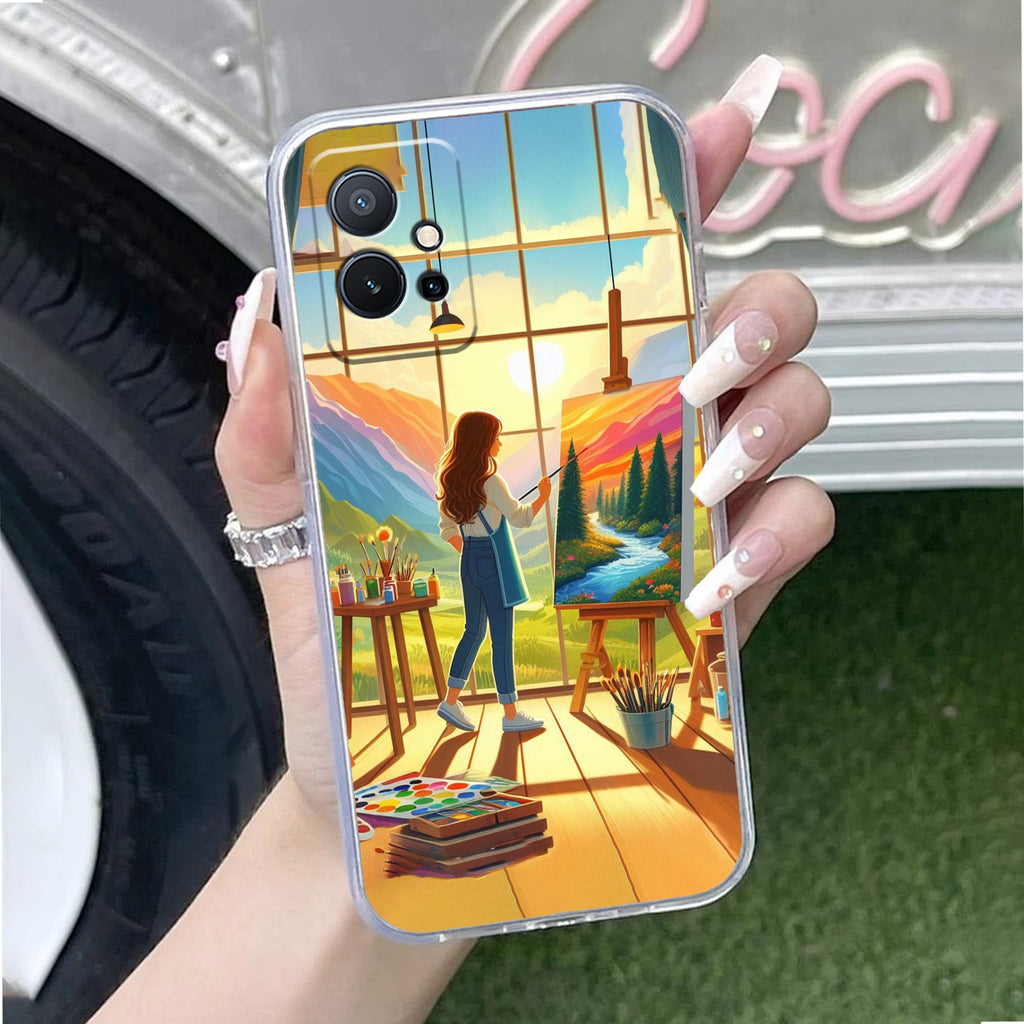 Canvas of Dreams Transparent Silicon Case For Vivo T2 5G