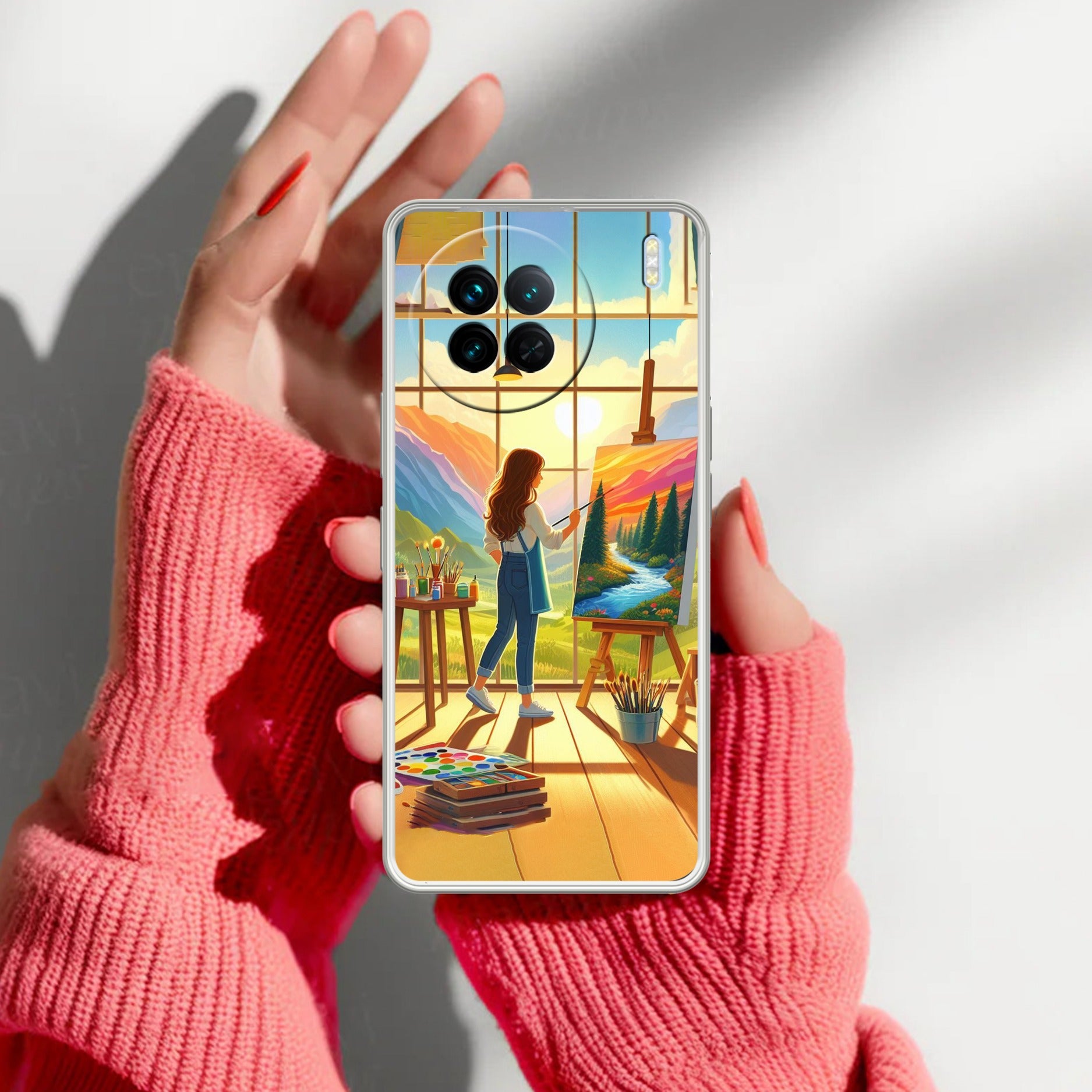 Canvas of Dreams Transparent Silicon Case For Vivo X90 5G