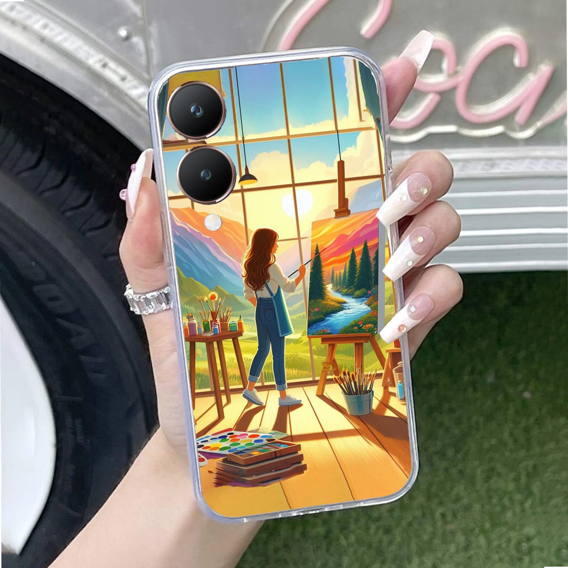 Canvas of Dreams Transparent Silicon Case For Vivo Y28 5G