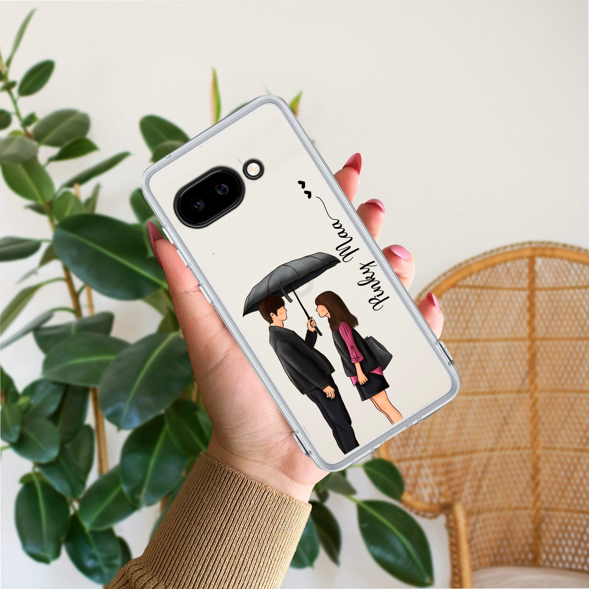 Caring Couple Customize Anti Yellow Case For Google Pixel 9a 5G