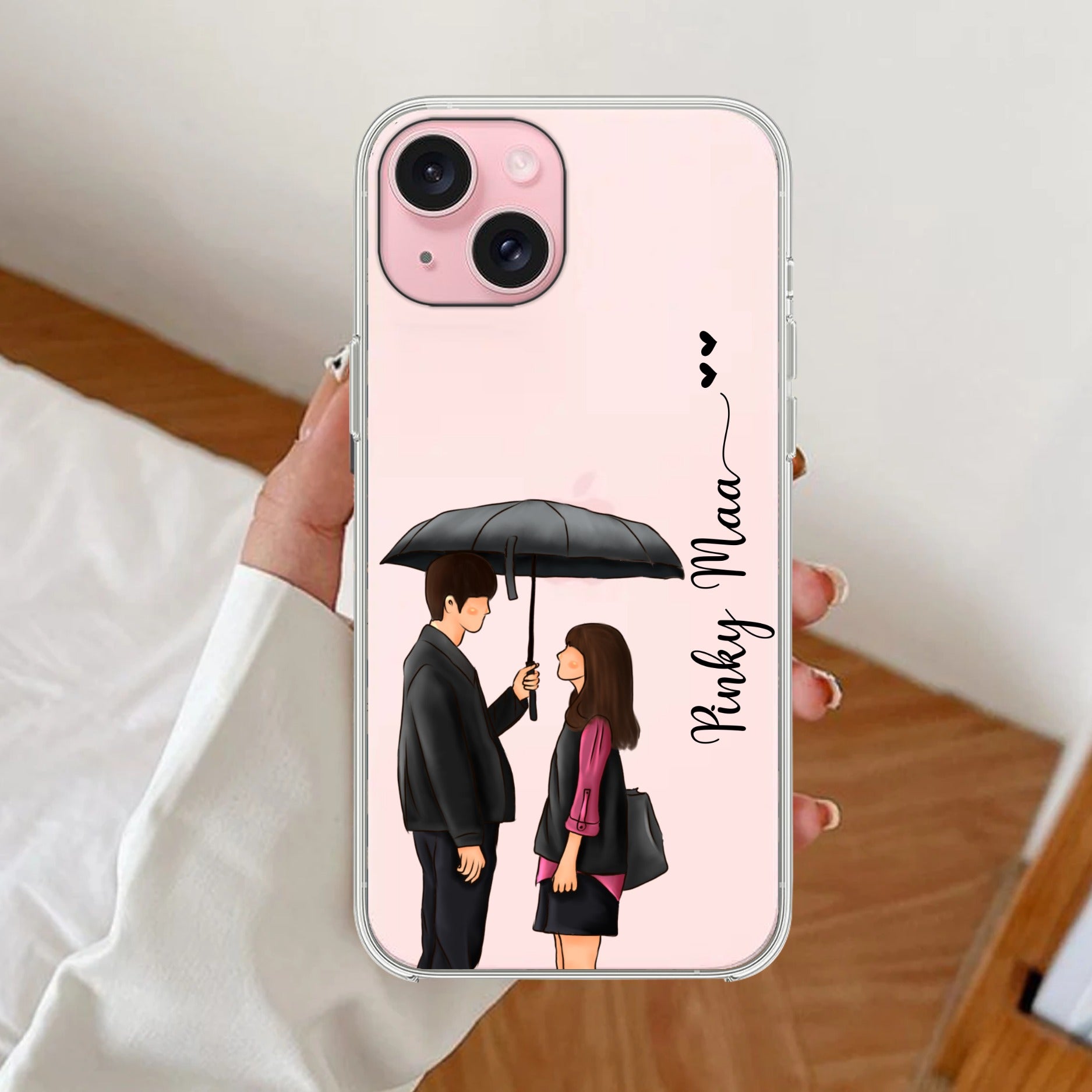 Caring Couple Customize Anti Yellow Clear Case For iPhone 14