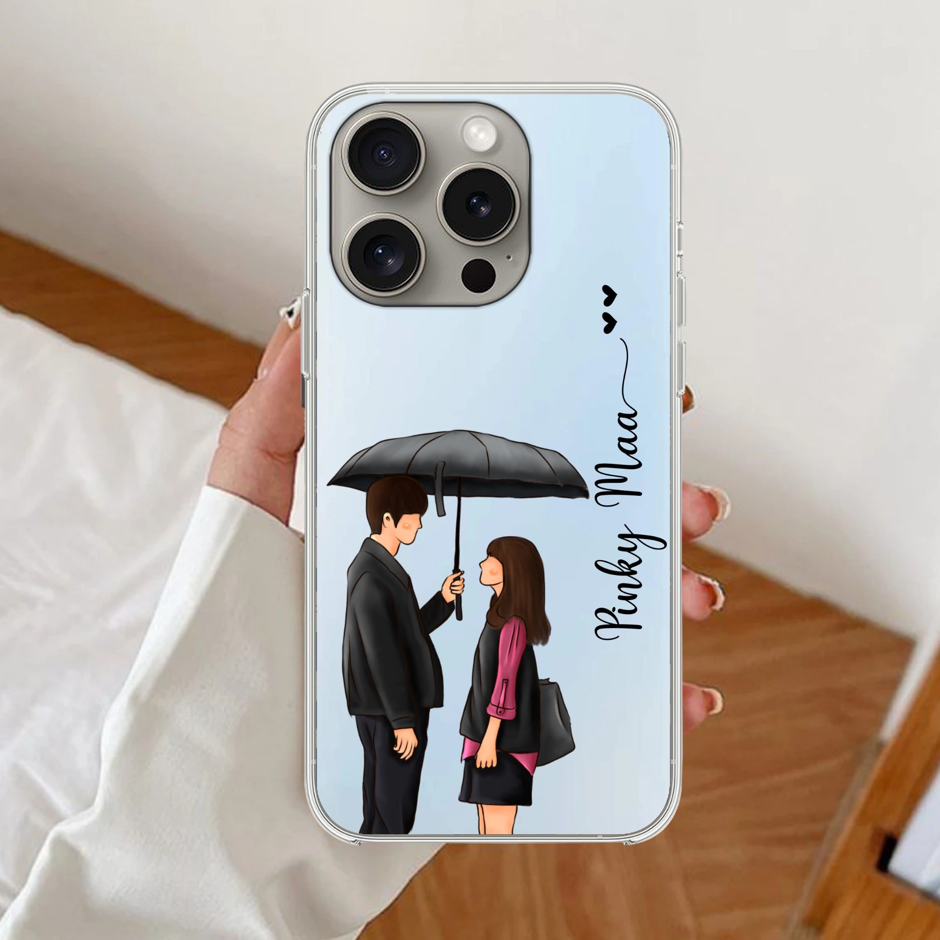 Caring Couple Customize Anti Yellow Clear Case For iPhone 16 Pro