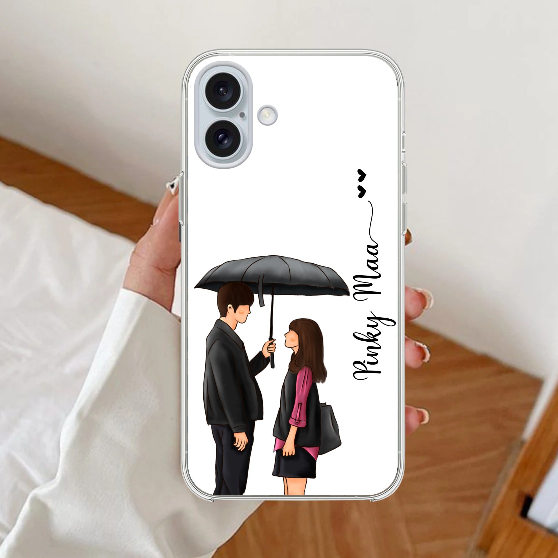 Caring Couple Customize Anti Yellow Clear Case For iPhone 16