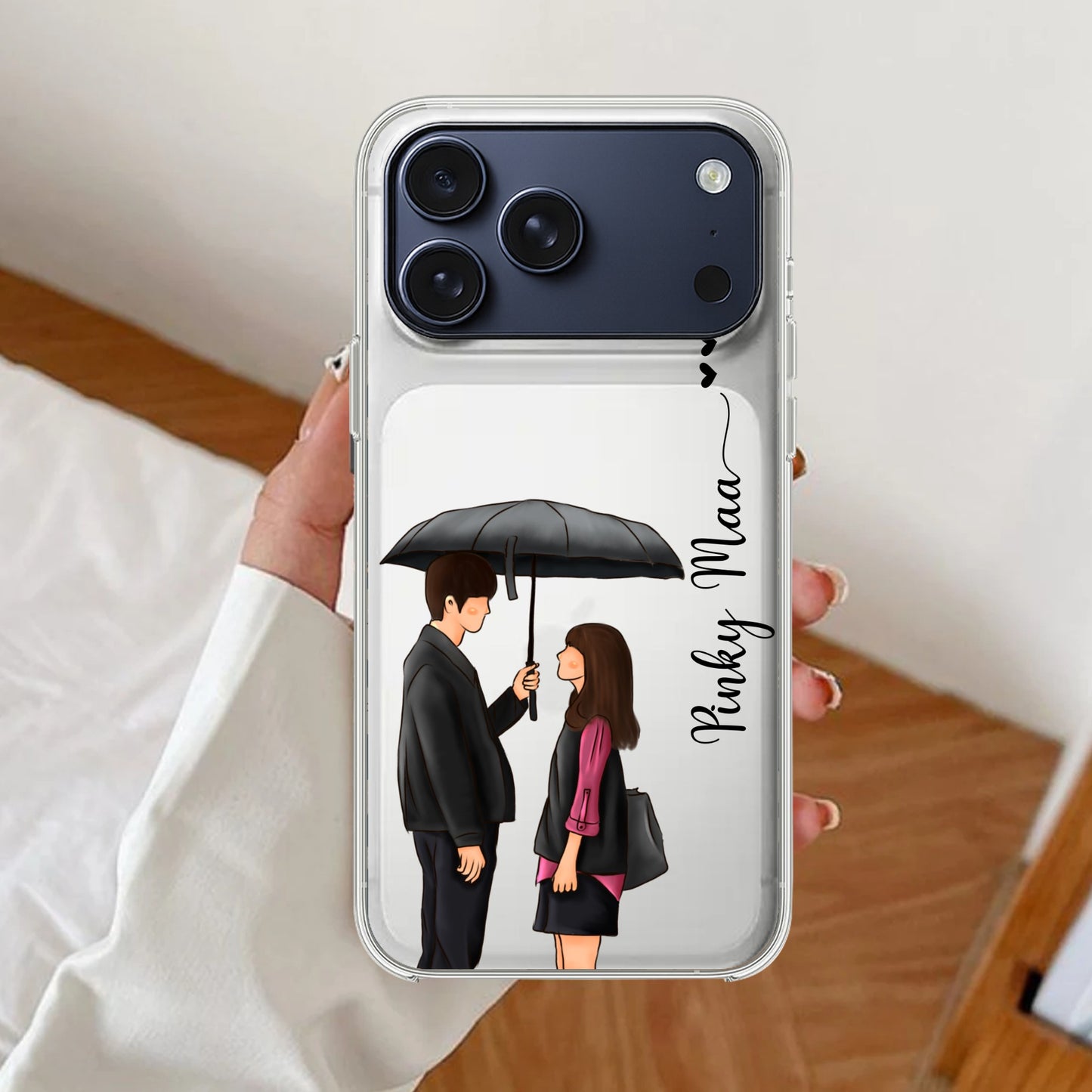 Caring Couple Customize Transparent Silicon Case For iPhone