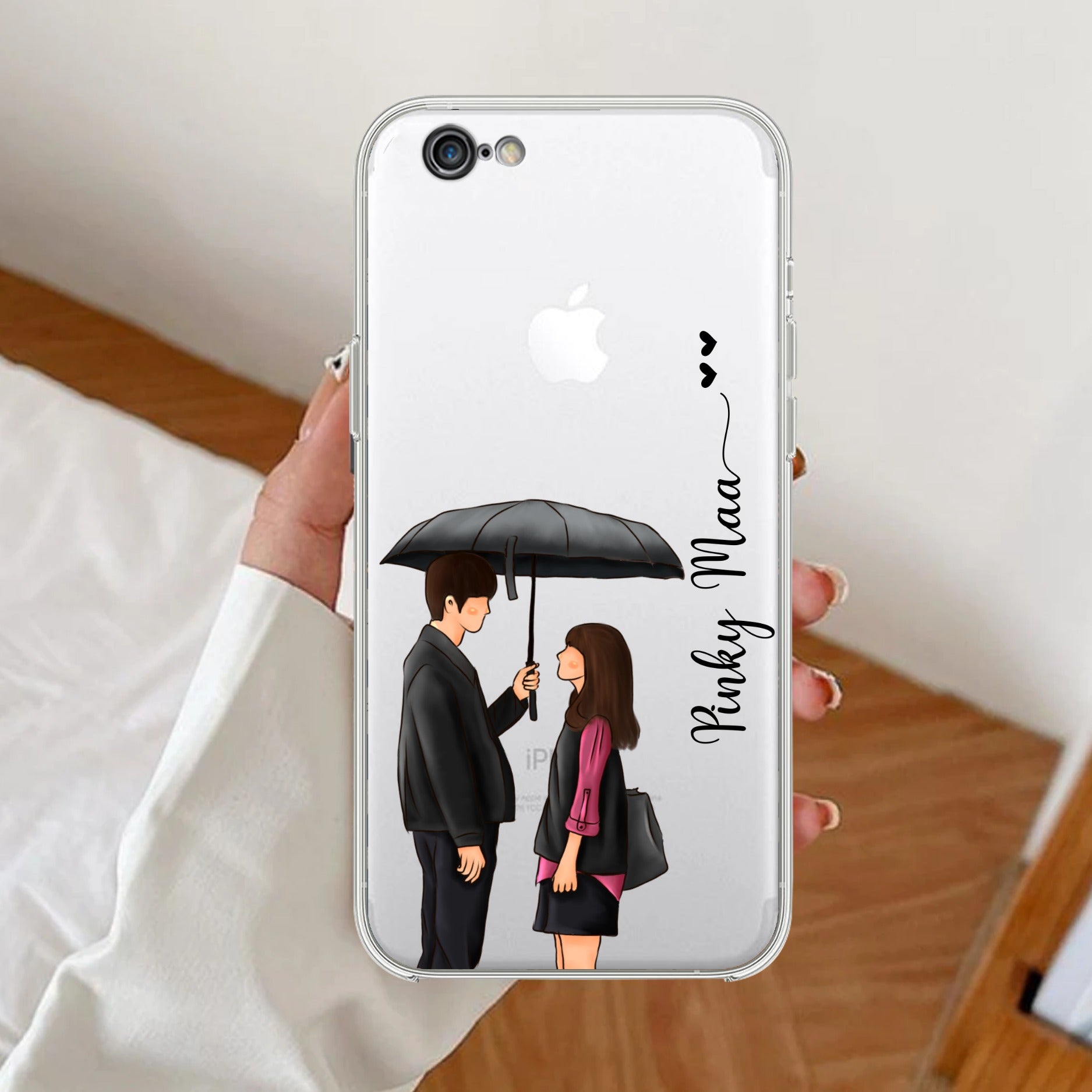 Caring Couple Customize Transparent Silicon Case For iPhone