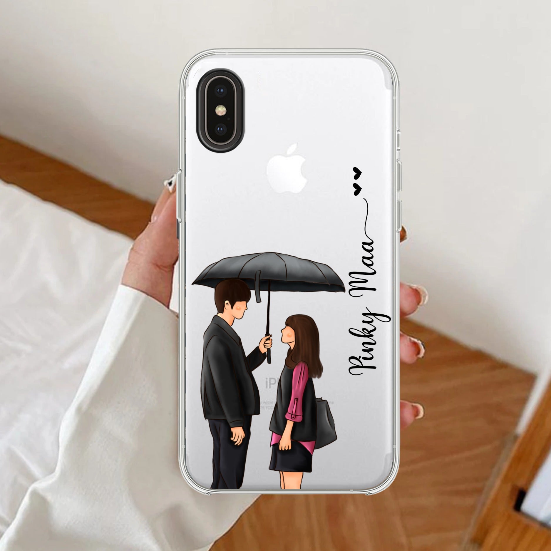 Caring Couple Customize Transparent Silicon Case For iPhone