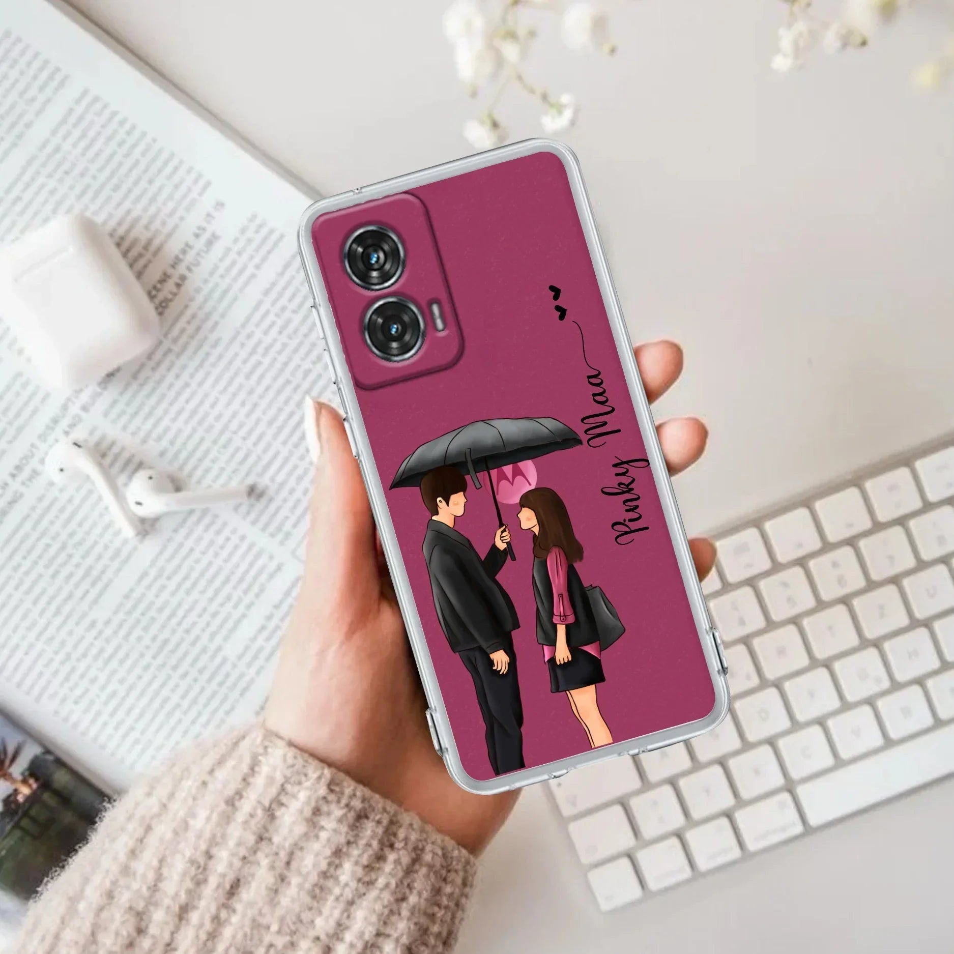 Caring Couple Customize Transparent Silicon Case For Motorola G85 5G