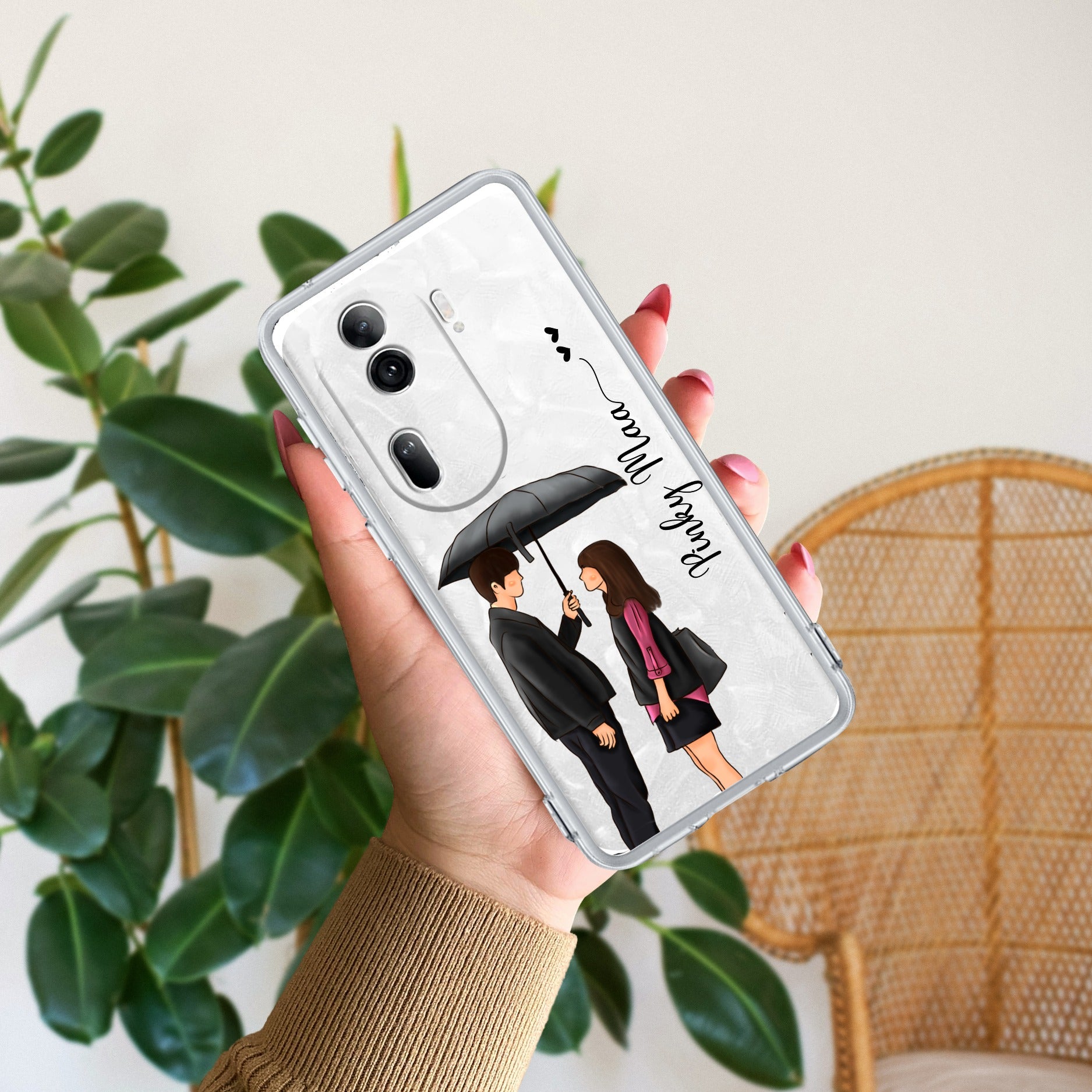 Caring Couple Customize Anti Yellow Case For Oppo Reno 11 Pro 5G