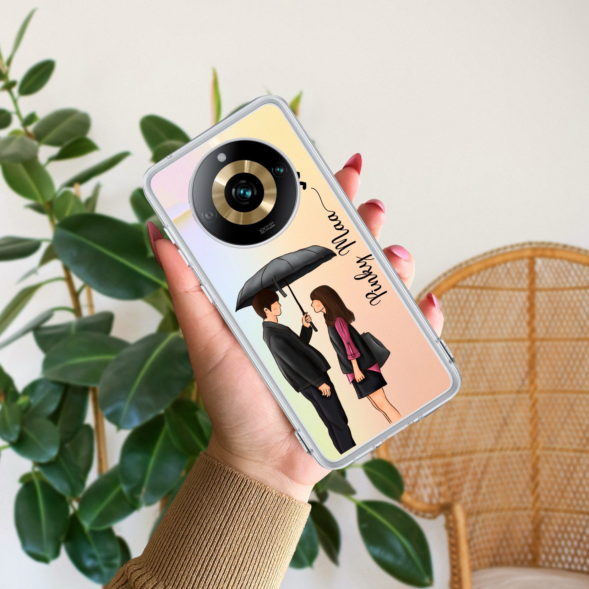 Caring Couple Customize Transparent Silicon Case For Realme 11 Pro Plus 5G