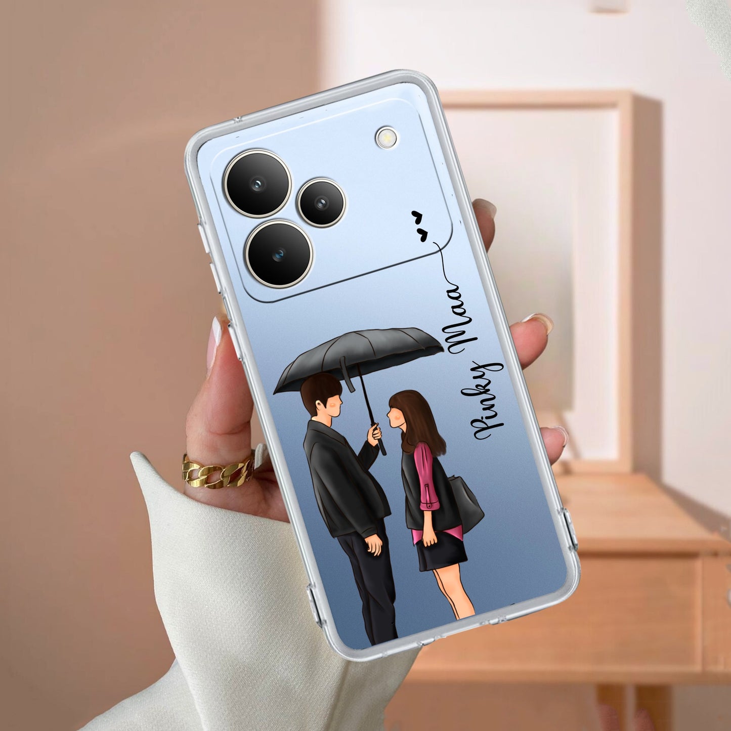 Caring Couple Customize Transparent Silicon Case For Realme/Narzo