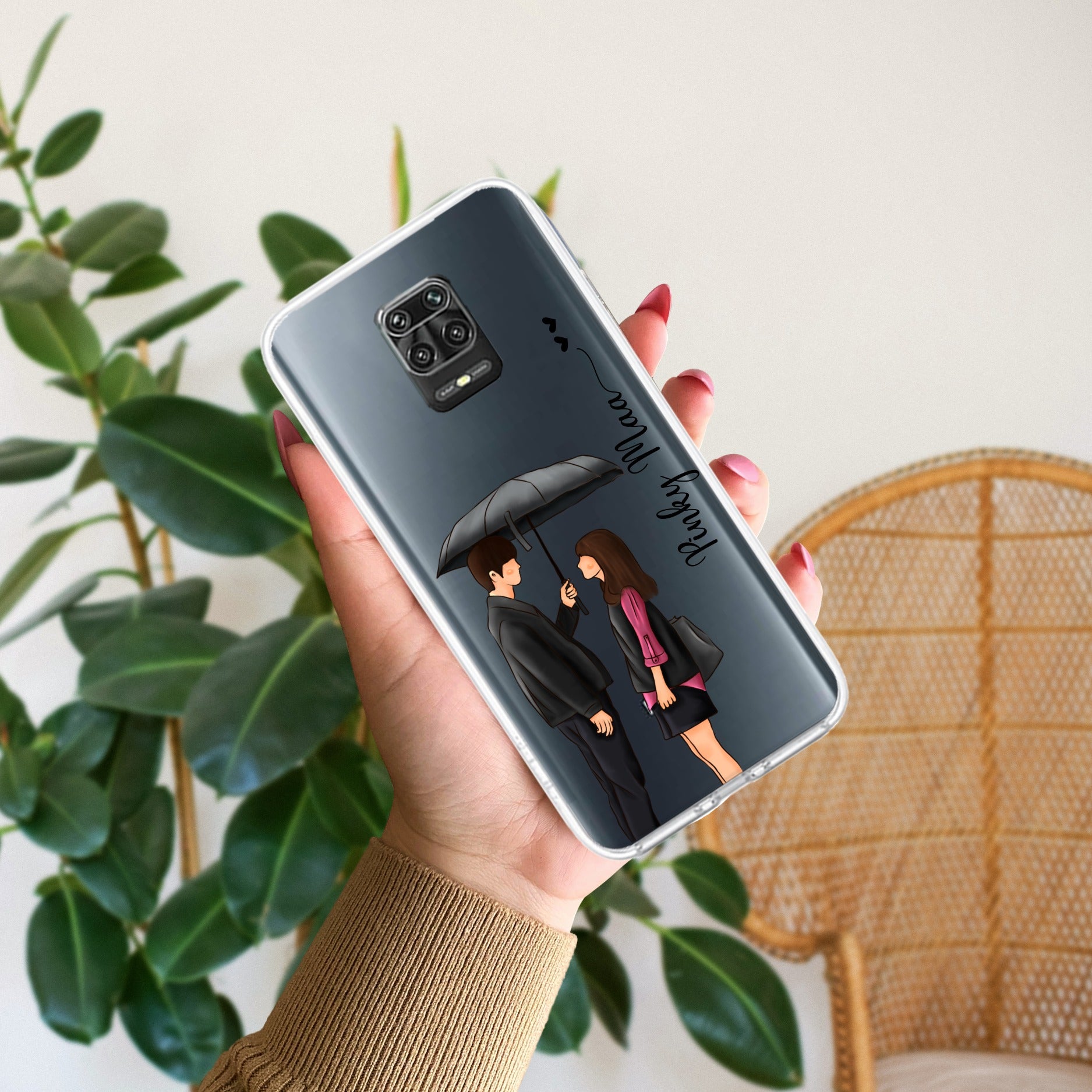Caring Couple Customize Transparent Silicon Case For Redmi Note 10 lite