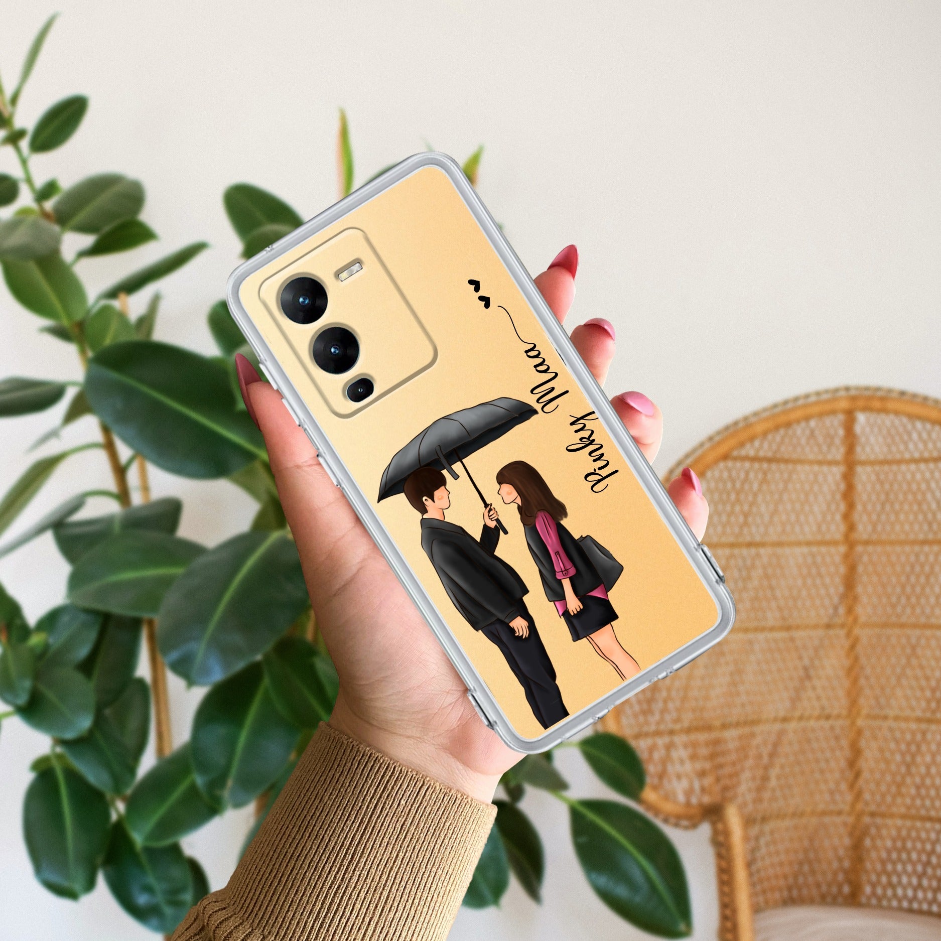 Caring Couple Customize Anti Yellow Case For Vivo V25 Pro 5G