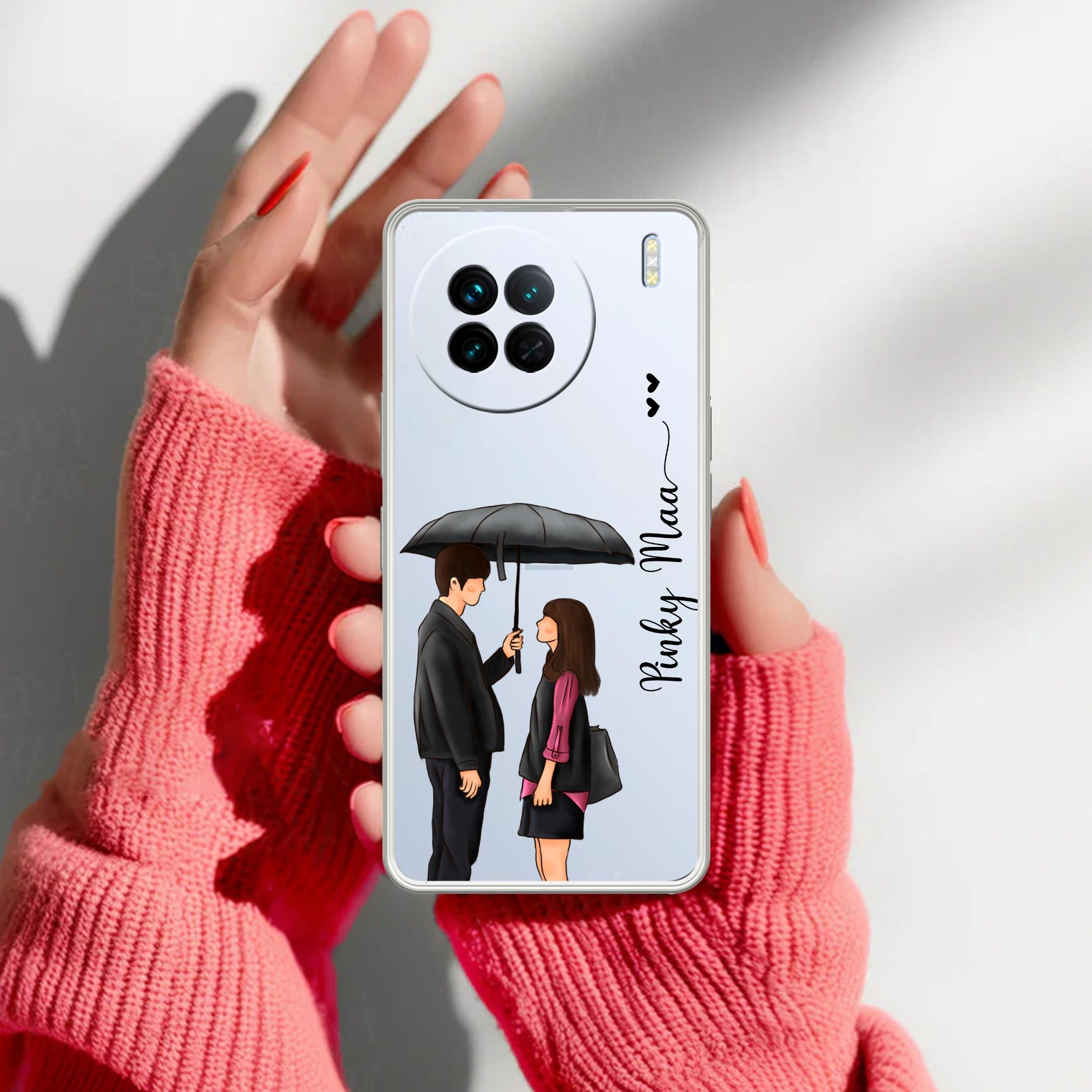 Caring Couple Customize Transparent Silicon Case For Vivo X90 5G