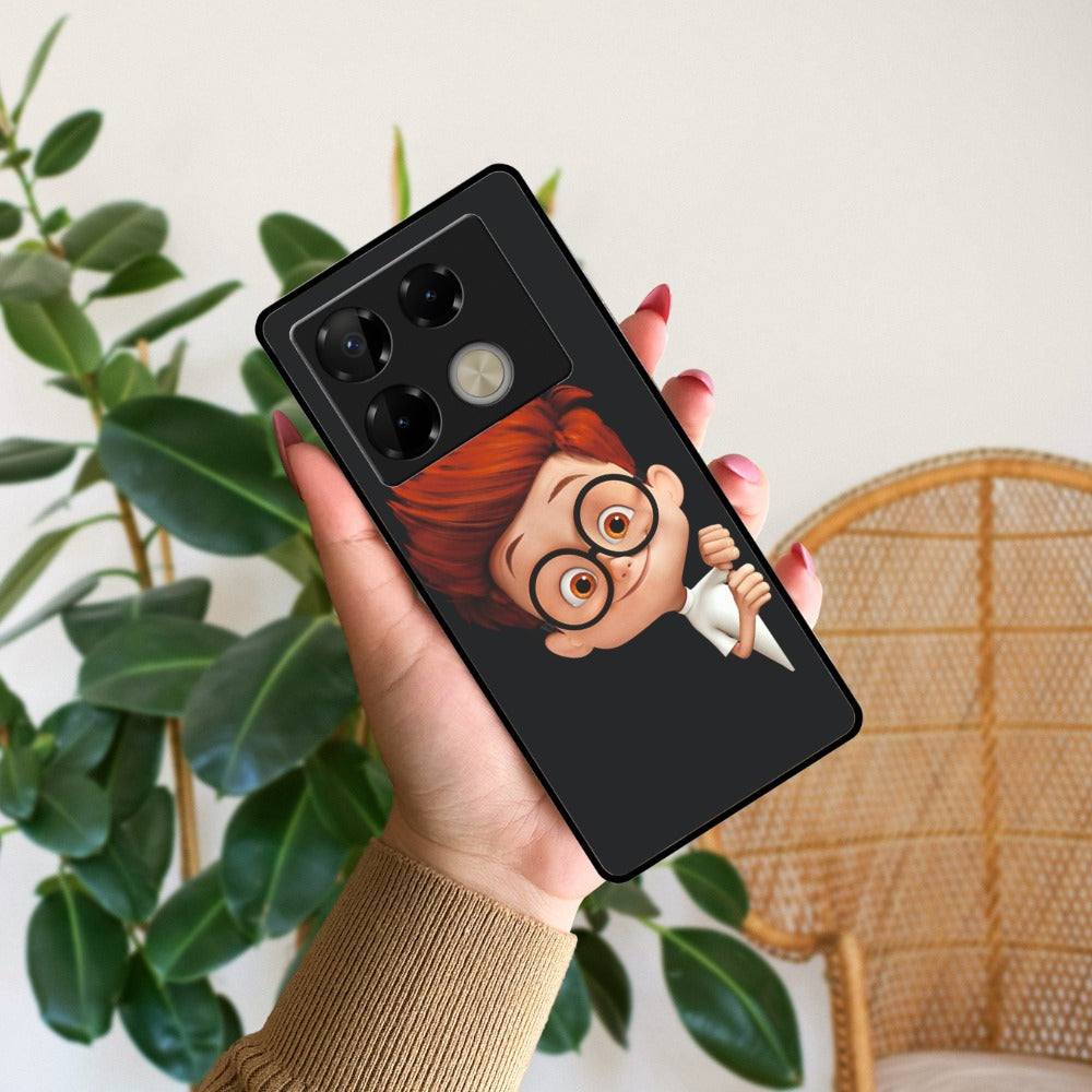 Cartoon Boy Glossy Metal Case Cover For Infinix