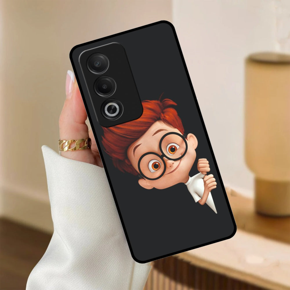 Cartoon Boy Glossy Metal Case Cover For Oppo