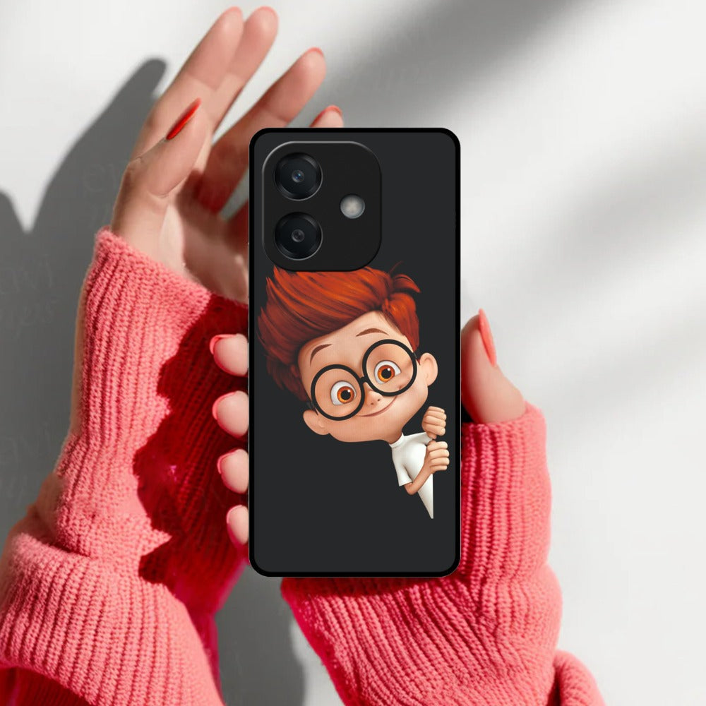 Cartoon Boy Glossy Metal Case Cover For Oppo