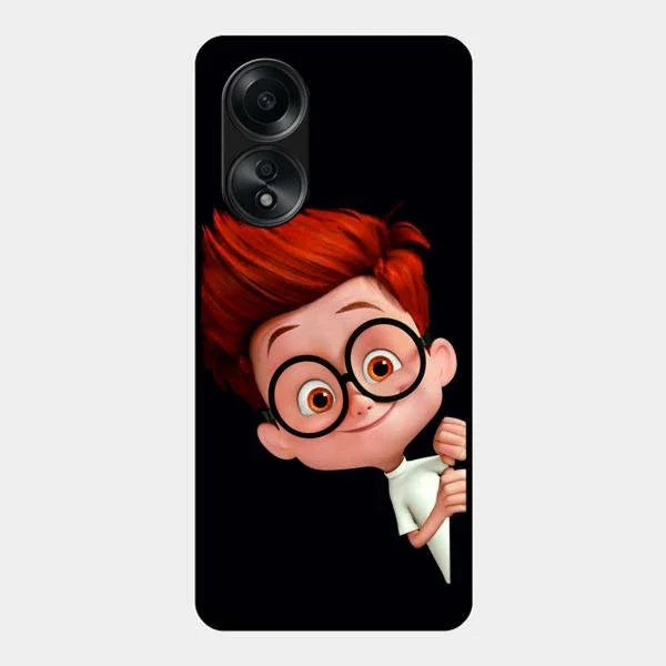 Cartoon Boy Glossy Metal Case Cover For Oppo A58