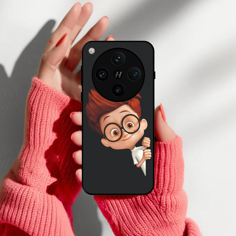 Cartoon Boy Glossy Metal Case Cover For Oppo