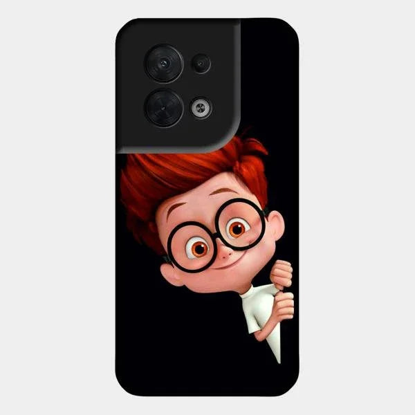 Cartoon Boy Glossy Metal Case Cover For Oppo Reno 8 5G