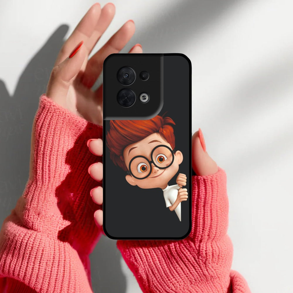 Cartoon Boy Glossy Metal Case Cover For Oppo