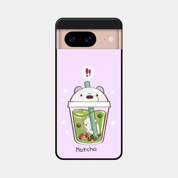 Cartoon Matcha Tea We Bare Bears Glossy Metal Case Cover For Google Pixel 8 5G