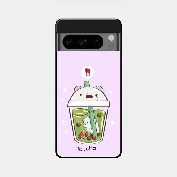 Cartoon Matcha Tea We Bare Bears Glossy Metal Case Cover For Google Pixel 8 Pro 5G
