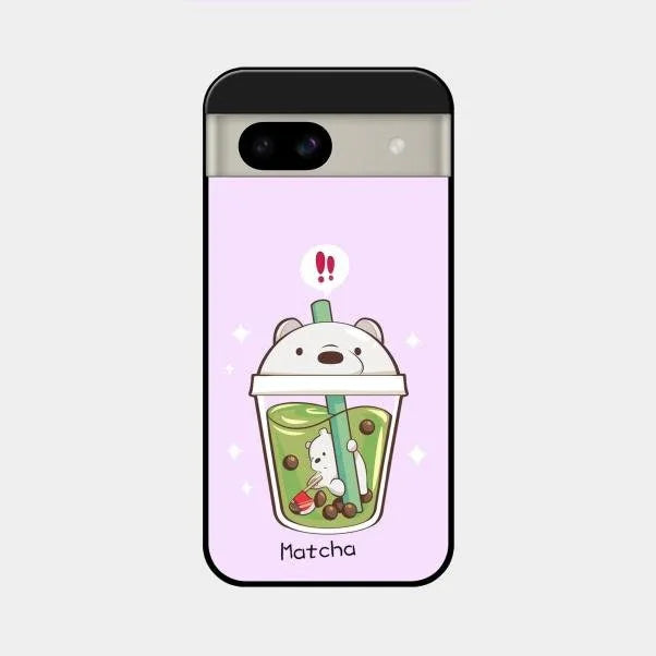 Cartoon Matcha Tea We Bare Bears Glossy Metal Case Cover For Google Pixel 8A 5G