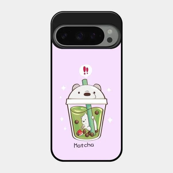Cartoon Matcha Tea We Bare Bears Glossy Metal Case Cover For Google Pixel 9 Pro 5G