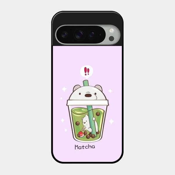 Cartoon Matcha Tea We Bare Bears Glossy Metal Case Cover For Google Pixel 9 Pro Xl