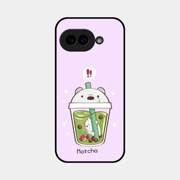 Cartoon Matcha Tea We Bare Bears Glossy Metal Case Cover For Google Pixel 9A 5G