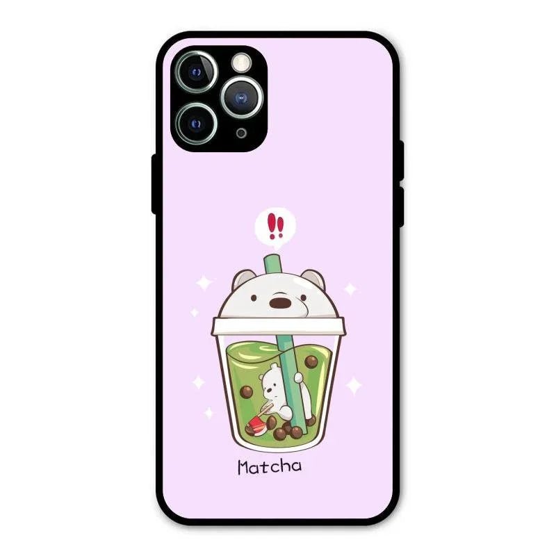 Cartoon Matcha Tea We Bare Bears Glossy Metal Case Cover For iPhone 11 Pro Max