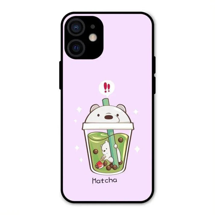 Cartoon Matcha Tea We Bare Bears Glossy Metal Case Cover For iPhone 12 mini