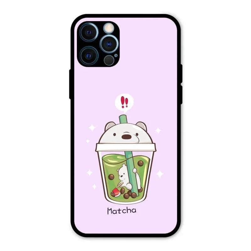 Cartoon Matcha Tea We Bare Bears Glossy Metal Case Cover For iPhone 12 Pro