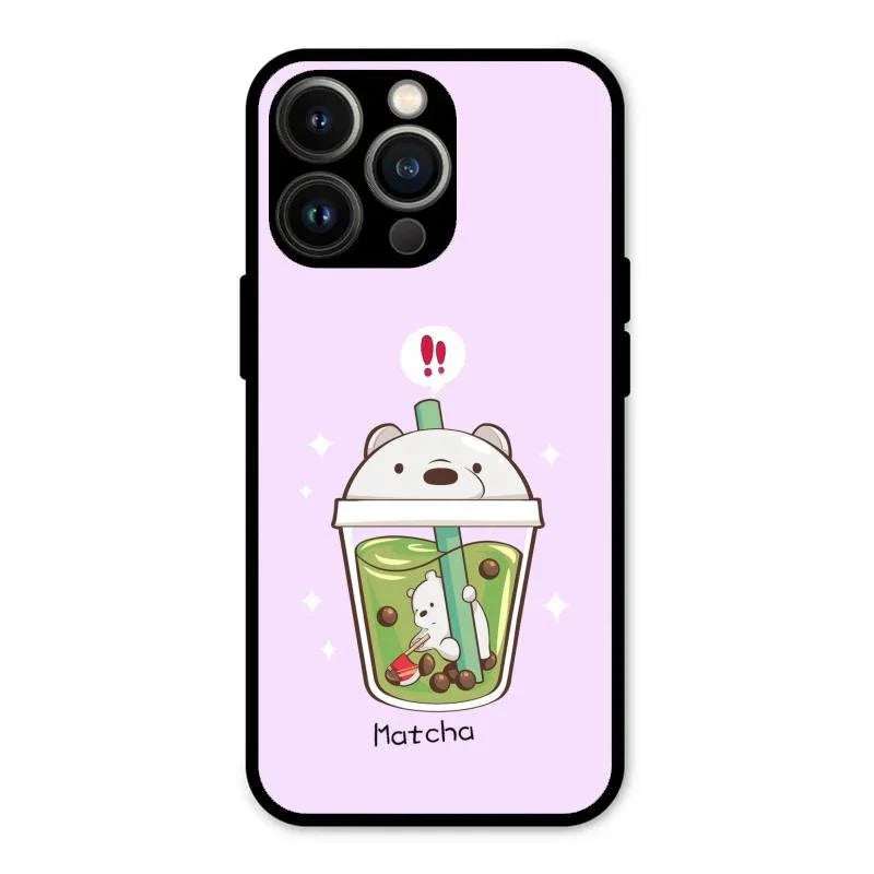 Cartoon Matcha Tea We Bare Bears Glossy Metal Case Cover For iPhone 13 Pro
