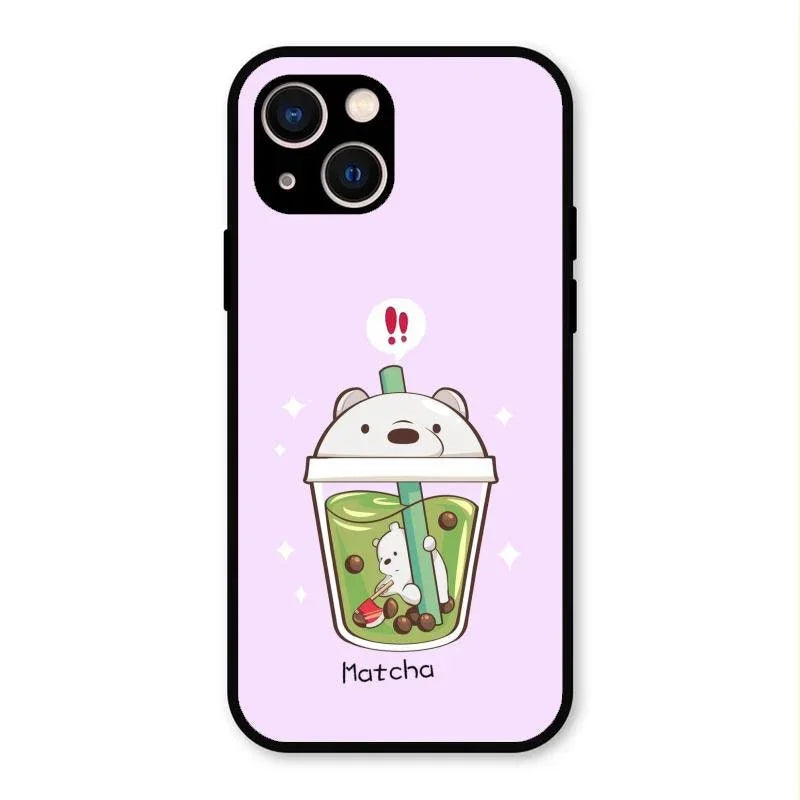 Cartoon Matcha Tea We Bare Bears Glossy Metal Case Cover For iPhone 13