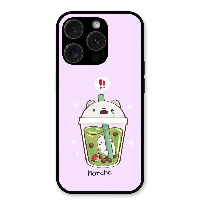Cartoon Matcha Tea We Bare Bears Glossy Metal Case Cover For iPhone 15 Pro
