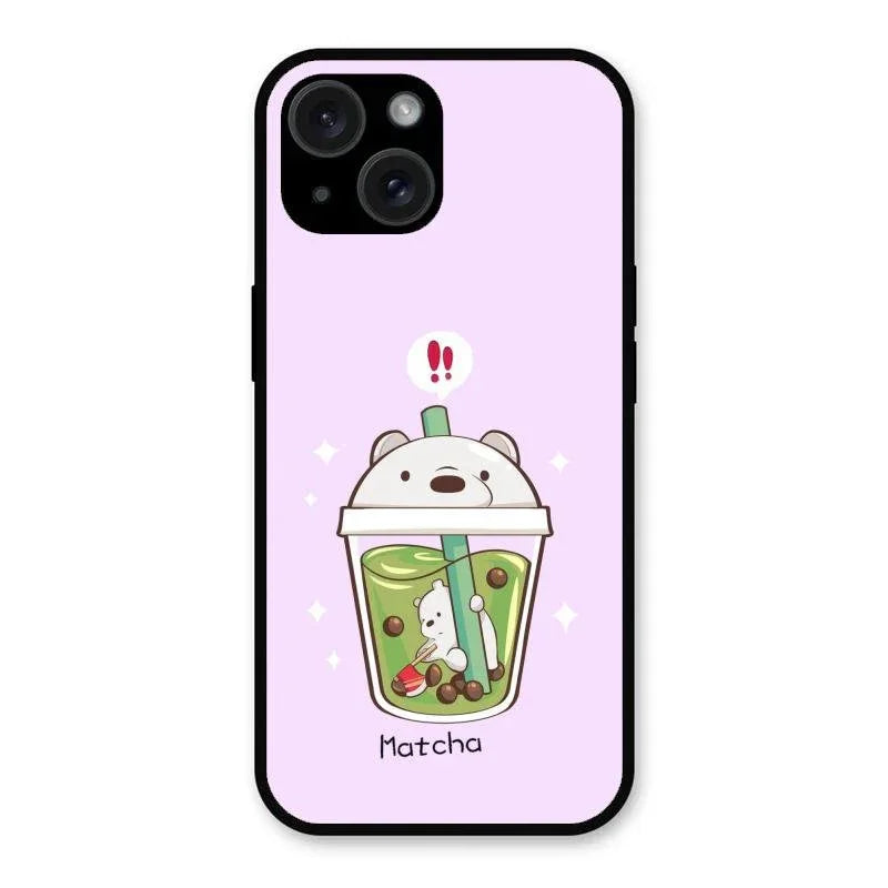 Cartoon Matcha Tea We Bare Bears Glossy Metal Case Cover For iPhone 15