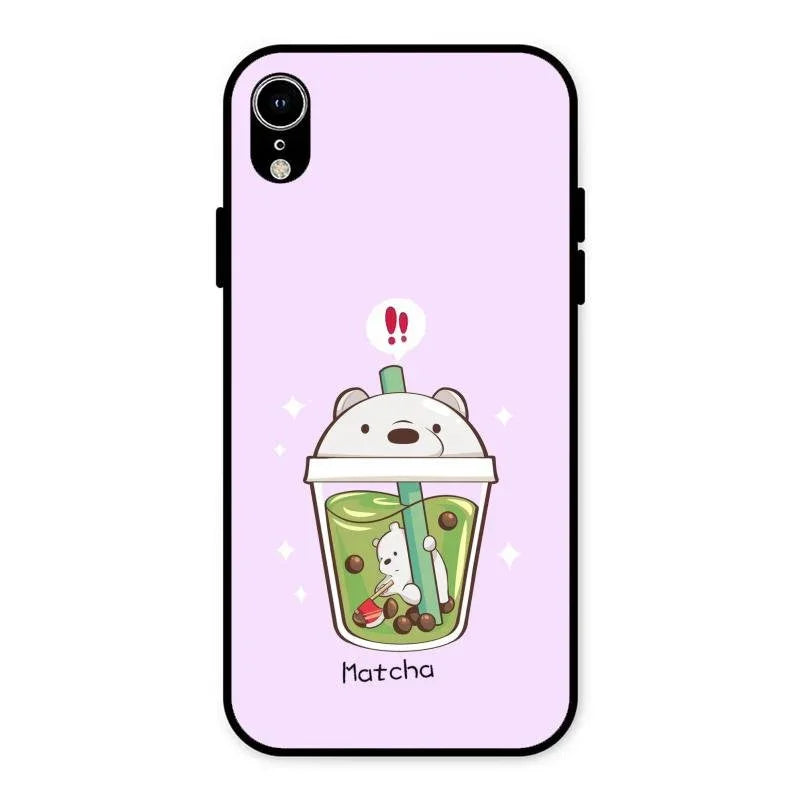Cartoon Matcha Tea We Bare Bears Glossy Metal Case Cover For iPhone XR