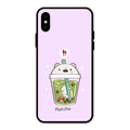 Cartoon Matcha Tea We Bare Bears Glossy Metal Case Cover For iPhone XS